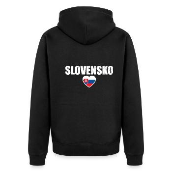Slovensko Slowakei Slowakische Flagge Slowake - Unisex Premium Bio Zip Hoodie - Schwarz - Hinten - Nico (187cm)