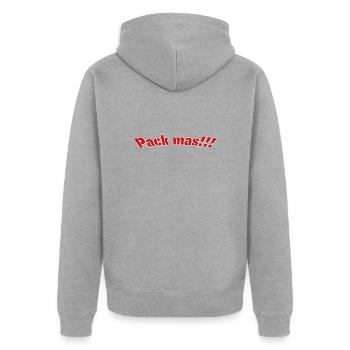 Pack mas - Unisex Premium Bio Zip Hoodie - Grau meliert - Hinten - Nico (187cm)