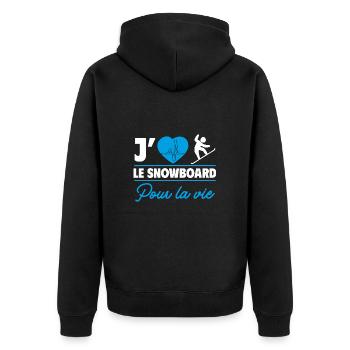 J’aime le snowboard,snowboarder,snowboardeur - Veste à capuche bio Premium Unisexe - noir - Dos - Nico (187cm)