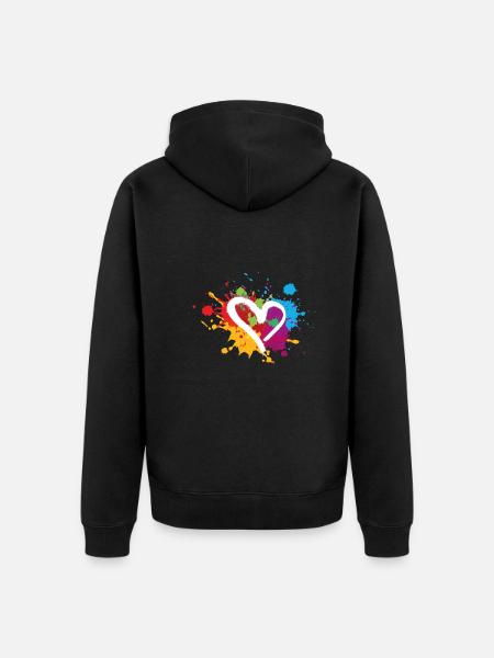 herz,bunt,klecks,farbklecks,bunt - Unisex Premium Bio Zip Hoodie - Schwarz