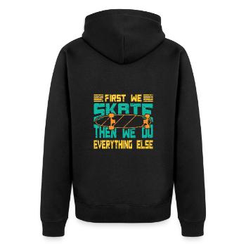 Skateboarding Skateboard Design For Skateboarder - Unisex Premium Bio Zip Hoodie - Schwarz - Hinten - Nico (187cm)