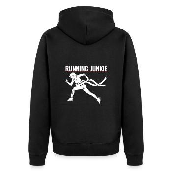 Marathon Runner Running Junkie Gift - Unisex Premium Bio Zip Hoodie - Schwarz - Hinten - Nico (187cm)