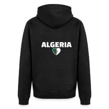 Algeria Algerien Algerische Flagge - Unisex Premium Bio Zip Hoodie - Schwarz - Hinten - Nico (187cm)