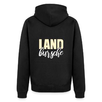 Bauer Landbursche - Unisex Premium Bio Zip Hoodie - Schwarz - Hinten - Nico (187cm)