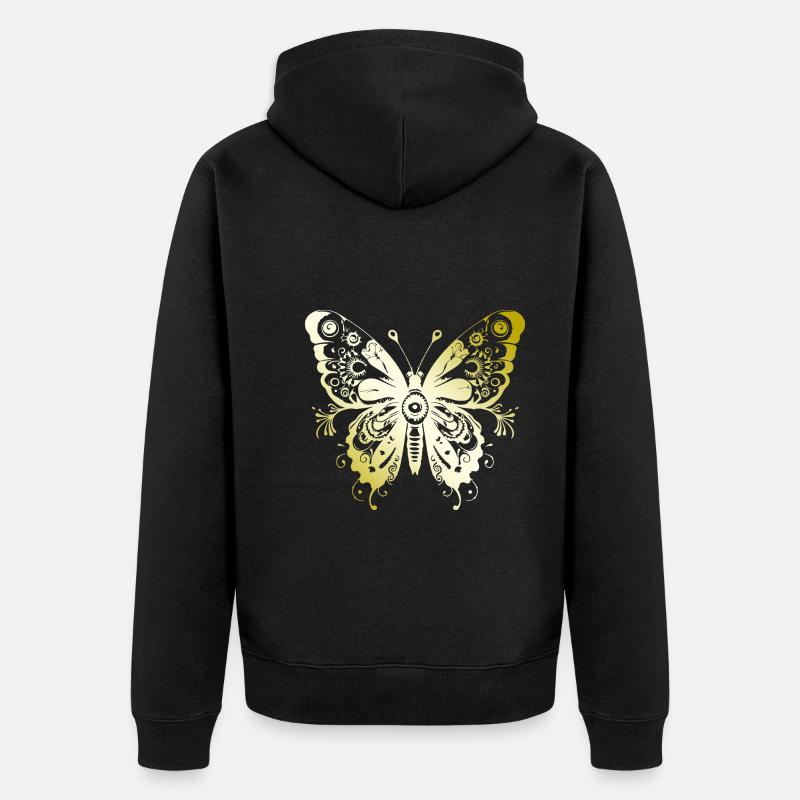 Papillon Mandala or - Veste à capuche bio Premium Unisexe - noir