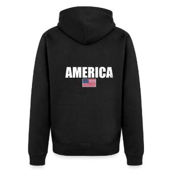 America American Flag United States - Unisex Premium Organic Zip Hoodie - black - Back - Nico (187cm)