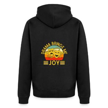 Musical Theatre Drama Brings Me Joy Theater Design - Unisex Premium Bio Zip Hoodie - Schwarz - Hinten - Nico (187cm)