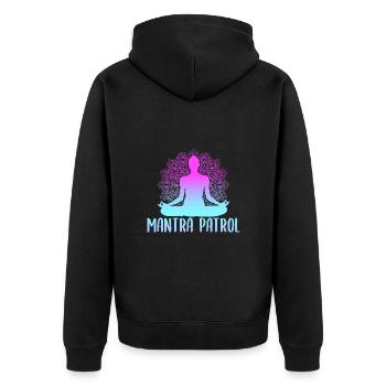 Yoga Mantra Patrol Funny Yoga - Unisex Premium Bio Zip Hoodie - Schwarz - Hinten - Nico (187cm)