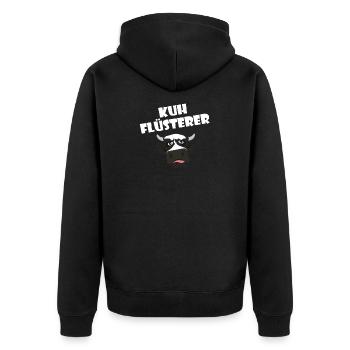 Kuhflüsterer - Unisex Premium Bio Zip Hoodie - Schwarz - Hinten - Nico (187cm)