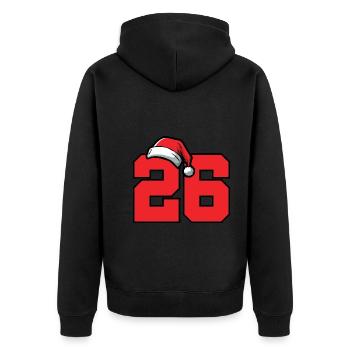 26 Zahl Weihnachten - Unisex Premium Bio Zip Hoodie - Schwarz - Hinten - Nico (187cm)