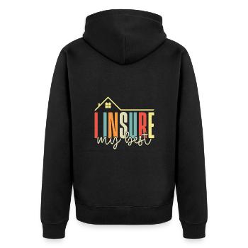 Insurance Agent Insure My Best Funny Insurance - Unisex Premium Bio Zip Hoodie - Schwarz - Hinten - Nico (187cm)