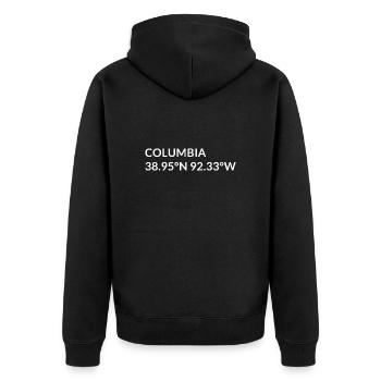 Coordonnées Columbia, Missouri, États-Unis - Veste à capuche bio Premium Unisexe - noir - Dos - Nico (187cm)
