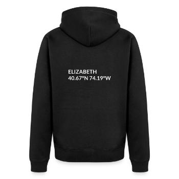 Elizabeth New Jersey USA Koordinaten - Unisex Premium Bio Zip Hoodie - Schwarz - Hinten - Nico (187cm)