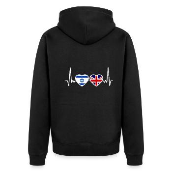 Israël Drapeau britannique Israélien Britannique - Veste à capuche bio Premium Unisexe - noir - Dos - Nico (187cm)