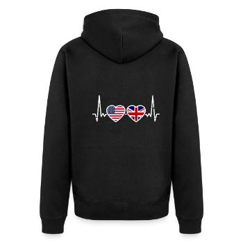 États-Unis Grande-Bretagne Drapeaux américains Britanniques britanniques - Veste à capuche bio Premium Unisexe - noir - Dos - Nico (187cm)