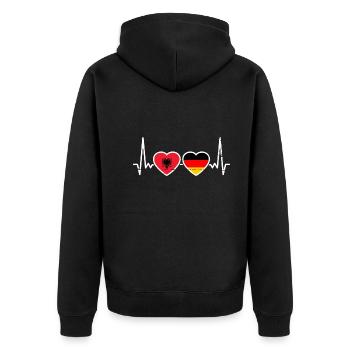Albanie Allemagne Drapeau Albanais Allemand Coeur - Veste à capuche bio Premium Unisexe - noir - Dos - Nico (187cm)