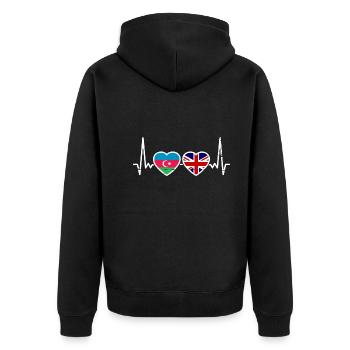 Aserbaidschan Großbritannien Flagge - Unisex Premium Bio Zip Hoodie - Schwarz - Hinten - Nico (187cm)