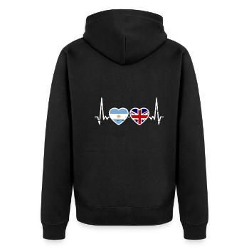 Argentinien Großbritannien Argentinier Brite - Unisex Premium Bio Zip Hoodie - Schwarz - Hinten - Nico (187cm)
