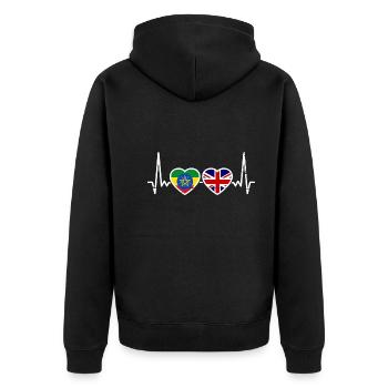 Ethiopia Great Britain Heartbeat Flag - Unisex Premium Organic Zip Hoodie - black - Back - Nico (187cm)