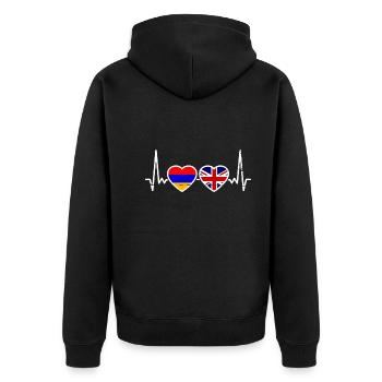 Arménie Grande-Bretagne Drapeau Arménien Britannique - Veste à capuche bio Premium Unisexe - noir - Dos - Nico (187cm)