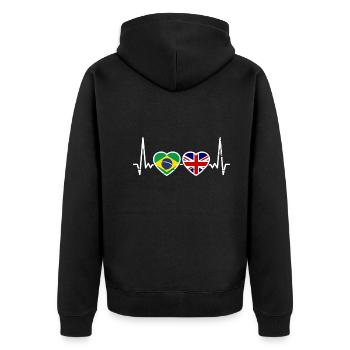Brasilien Großbritannien Flagge Brasilianer Brite - Unisex Premium Bio Zip Hoodie - Schwarz - Hinten - Nico (187cm)