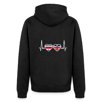Costa Rica Grande-Bretagne Heartbeat Flag - Veste à capuche bio Premium Unisexe - noir - Dos - Nico (187cm)