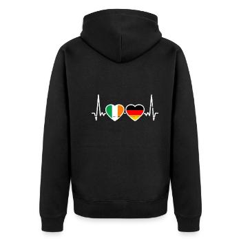 Irland Deutschland Herzschlag Flagge Ire Deutscher - Unisex Premium Bio Zip Hoodie - Schwarz - Hinten - Nico (187cm)