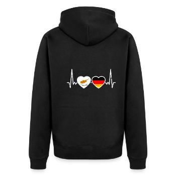 Zypern Deutschland Herzschlag Flagge - Unisex Premium Bio Zip Hoodie - Schwarz - Hinten - Nico (187cm)