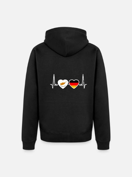 Zypern Deutschland Herzschlag Flagge - Unisex Premium Bio Zip Hoodie - Schwarz