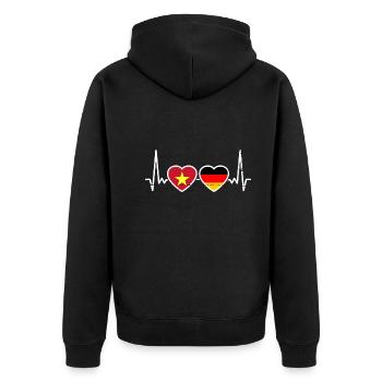 Vietnam Deutschland Flagge Vietnamese - Unisex Premium Bio Zip Hoodie - Schwarz - Hinten - Nico (187cm)