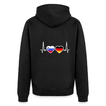 Slowenien Deutschland Herzschlag Flagge Slowene - Unisex Premium Bio Zip Hoodie - Schwarz - Hinten - Nico (187cm)