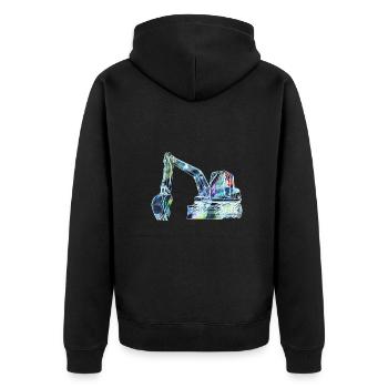 bagger,baggerfahren,baggerfahren,graffiti,bunt - Unisex Premium Bio Zip Hoodie - Schwarz - Hinten - Nico (187cm)