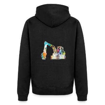 bagger,baggerfahren,baggerfahren,graffiti,bunt - Unisex Premium Bio Zip Hoodie - Schwarz - Hinten - Nico (187cm)