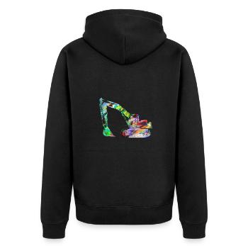 bagger,baufahrzeug,baggerfahren,graffiti - Unisex Premium Bio Zip Hoodie - Schwarz - Hinten - Nico (187cm)