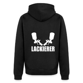 Lackierer - Unisex Premium Bio Zip Hoodie - Schwarz - Hinten - Nico (187cm)