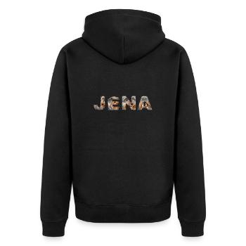 Jena Hund - Unisex Premium Bio Zip Hoodie - Schwarz - Hinten - Nico (187cm)