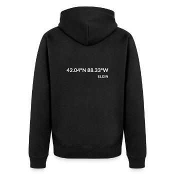 Coordonnées Elgin, Illinois, États-Unis - Veste à capuche bio Premium Unisexe - noir - Dos - Nico (187cm)