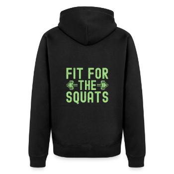 Fitness Fanatics Fit For The Squats Calisthenics - Unisex Premium Organic Zip Hoodie - black - Back - Nico (187cm)