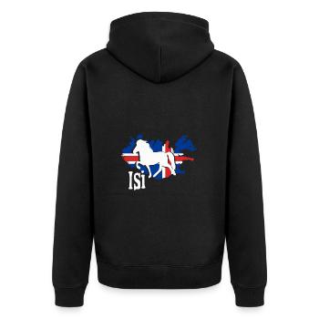 Icelandic Horse: Islandpferd Pferd Pony Merch - Unisex Premium Bio Zip Hoodie - Schwarz - Hinten - Nico (187cm)