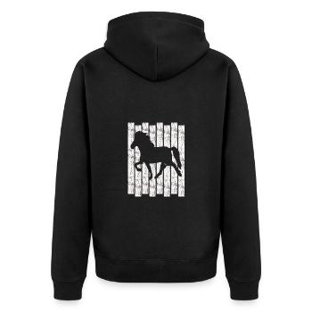 Icelandic Horse: Islandpferd Pferd Pony Merch - Unisex Premium Bio Zip Hoodie - Schwarz - Hinten - Nico (187cm)