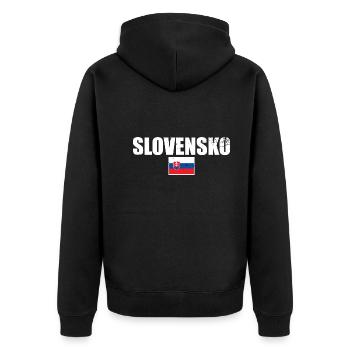 Slovensko Slowakei Slowakische Flagge Slowake - Unisex Premium Bio Zip Hoodie - Schwarz - Hinten - Nico (187cm)