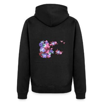 Fleurs,Fleur,Printemps,Fleurs,Rose,Violet - Veste à capuche bio Premium Unisexe - noir - Dos - Nico (187cm)