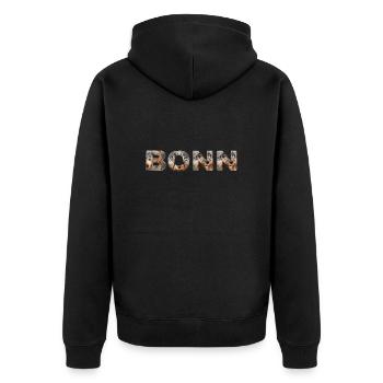 Bonn Hund - Unisex Premium Bio Zip Hoodie - Schwarz - Hinten - Nico (187cm)