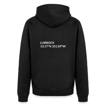 Lubbock Texas USA Coordinates - Unisex Premium Organic Zip Hoodie - black - Back - Nico (187cm)