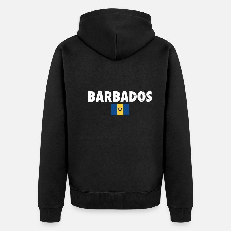 Barbade Barbade Drapeau Barbadien - Veste à capuche bio Premium Unisexe - noir