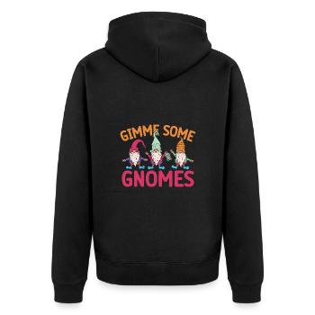 Garden Gnome Costume Gimme Some Gnomes Gnome - Unisex Premium Bio Zip Hoodie - Schwarz - Hinten - Nico (187cm)