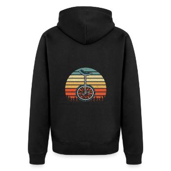 Einrad fahren Retro Vintage Einrad Sunset - Unisex Premium Bio Zip Hoodie - Schwarz - Hinten - Nico (187cm)