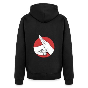 Kung Fu - Unisex Premium Bio Zip Hoodie - Schwarz - Hinten - Nico (187cm)