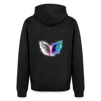 angelwings,flügel,aquarell,bunt,engelsflügel - Unisex Premium Bio Zip Hoodie - Schwarz - Hinten - Nico (187cm)