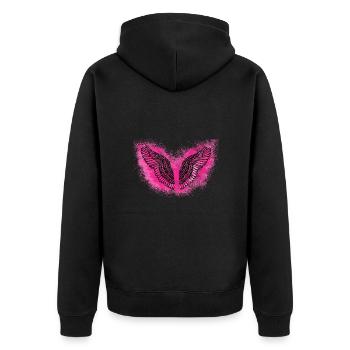 Angelwings,Ailes,Aquarelle,Rose,Ailes d’ange - Veste à capuche bio Premium Unisexe - noir - Dos - Nico (187cm)